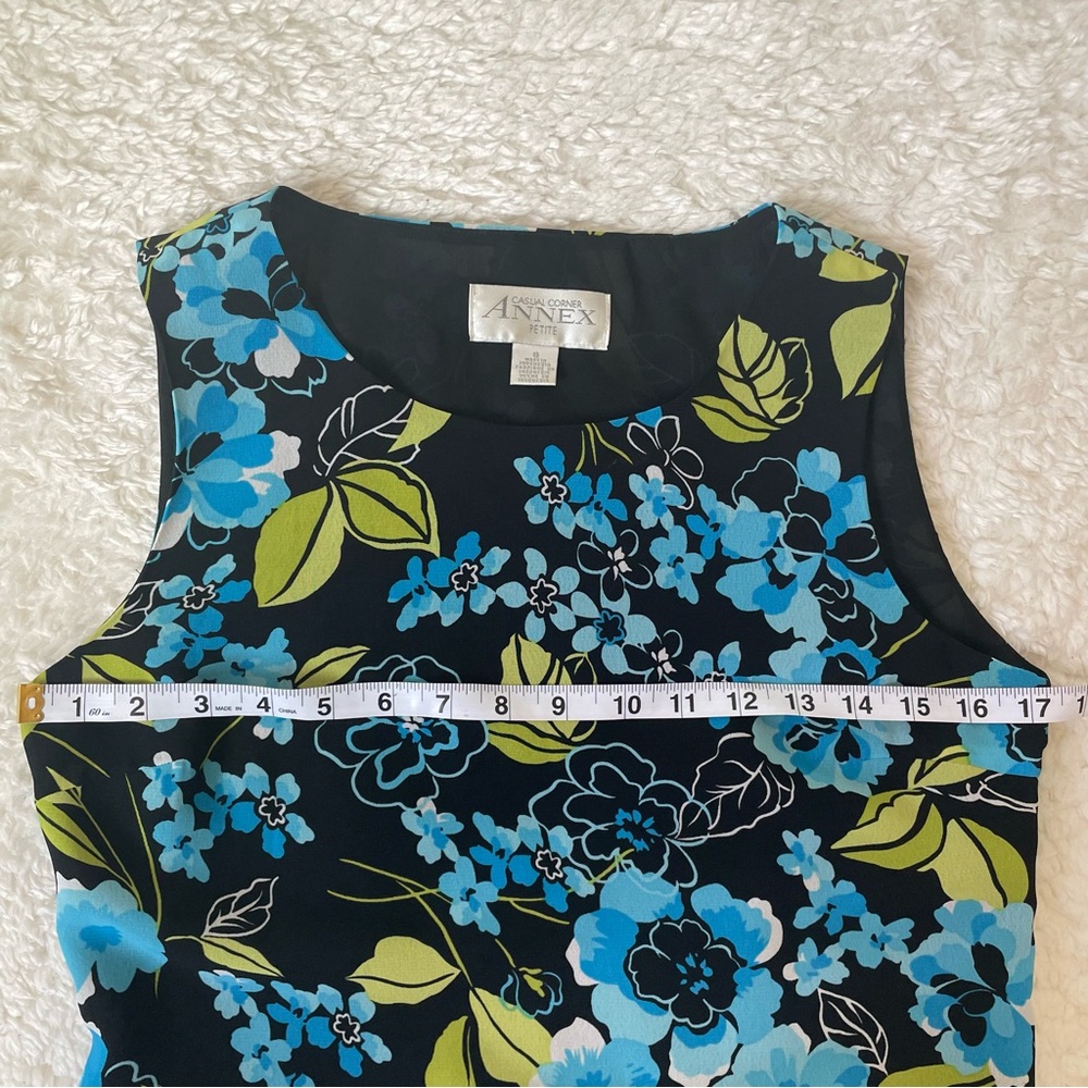 Annex Petite Blue Floral 2pc Skirt Matching Set Sleeveless Midi Small 2000s - Picture 9 of 13
